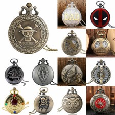 Vintage Quartz Pocket Watch Necklace Pendant Steampunk Antique Chain Unisex Gift