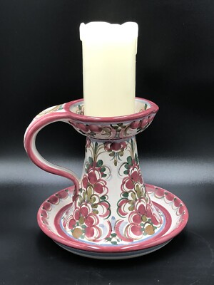 Vintage Anton Schreiner Nabburg 5.5  Ceramic Candle Holder w Handle & Pour Spout