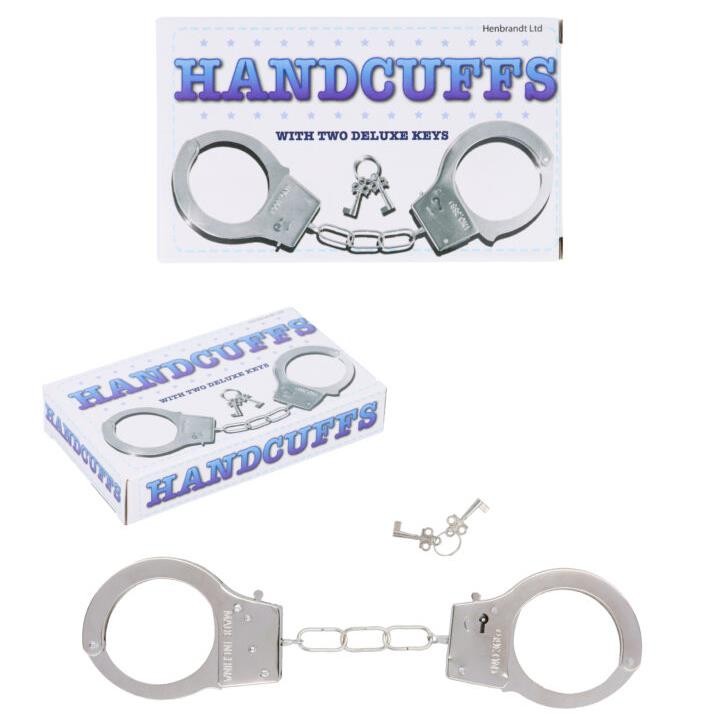 Adults Metal Handcuffs Convict Prisoner Police Fancy Dress Costume Accessory