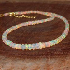 100% Natural Ethiopian Opal Beads Necklace 16in 3-5mm Opal Beads Gemstone 00