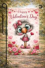 New Garden Flag 12x18 Valentines Flamingo bird hearts red double sided custom