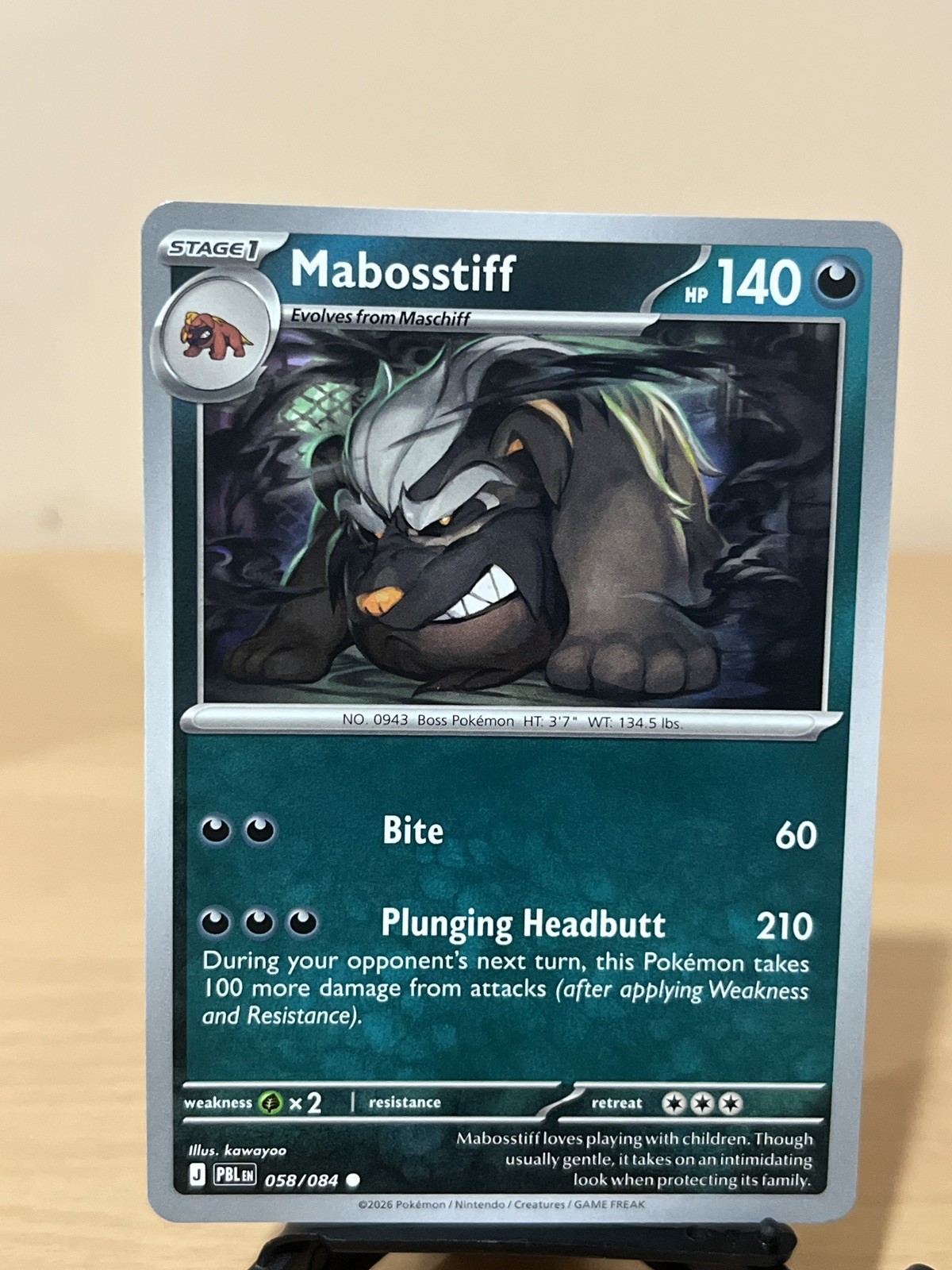 Pokemon Pitch Black  058/084 Mabosstiff Reverse Holo