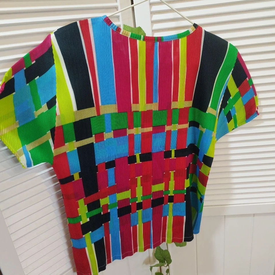 Б/У [отличное состояние товара] ISSEY MIYAKE СКЛАДКИ ПОЖАЛУЙСТА ЦВЕТНОЙ В ПОЛОСКУ КОРОТКИЕ S - Изображение 2 из 4