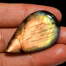 Natural Labradorite Pear Shape Cabochon Loose Gemstone 48 Ct. 36X23X7 mm A-6710