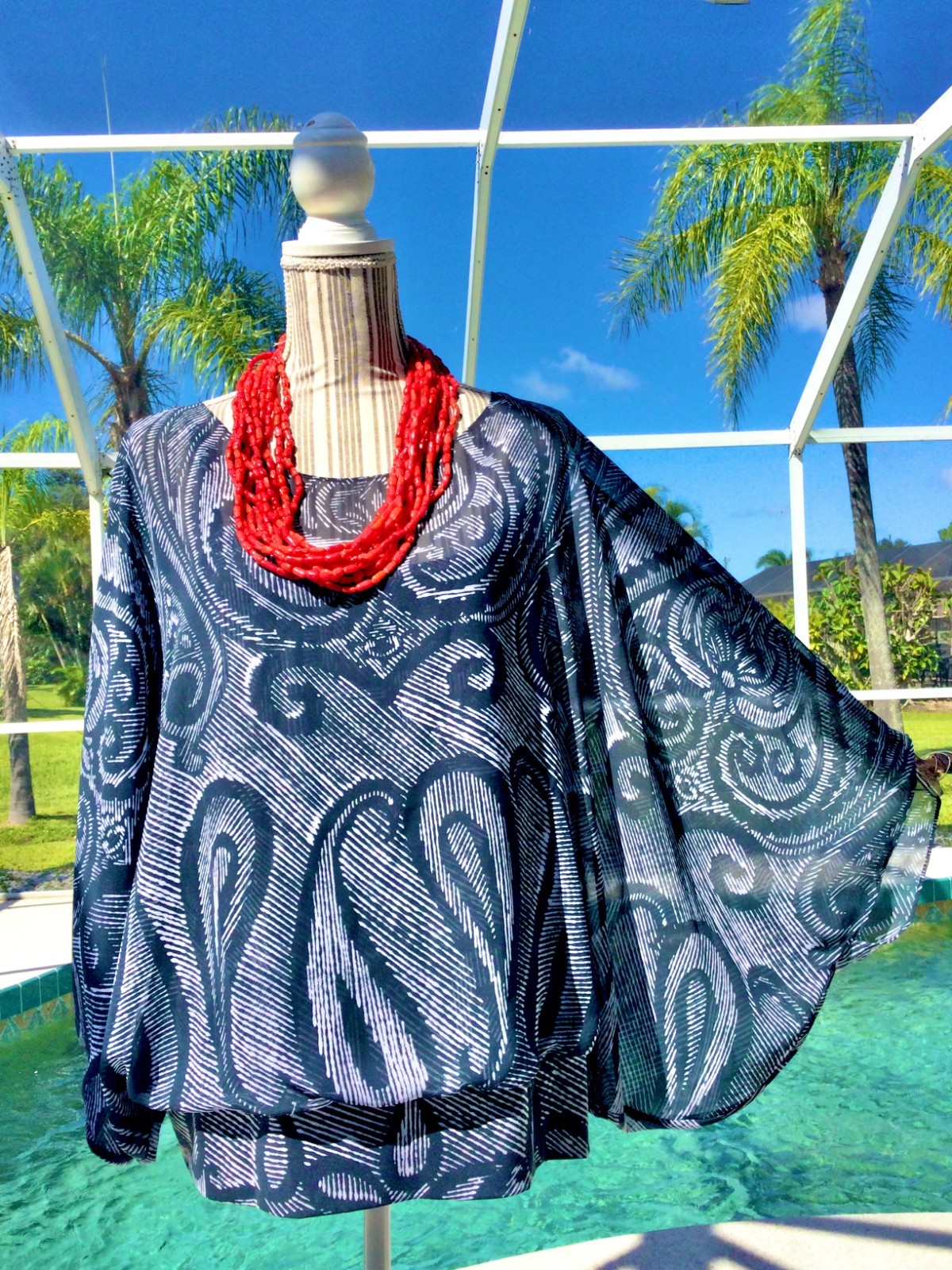 RUBY RD Brown,Cream DRAMATIC Snakeskin Beaded Vne… - image 16