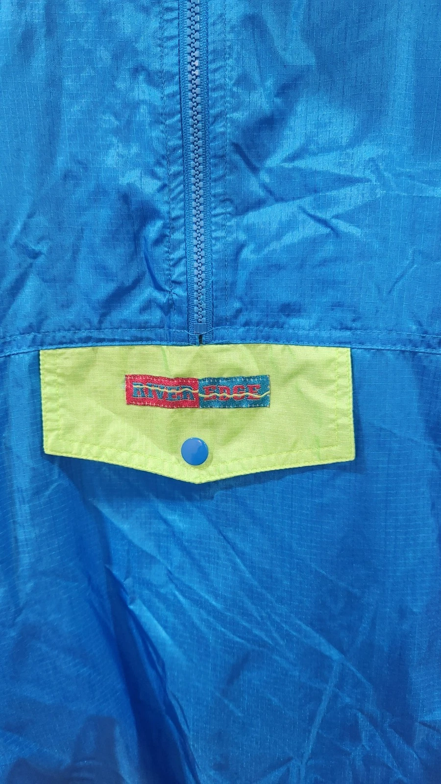 Vintage 90s Neon Colorblock Windbreaker Pullover Jacket Rivers Edge Small - product detail image 6