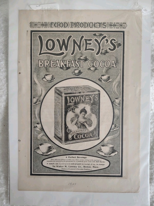 Vintage Lowney's Breakfast Cocoa Food Products 1901 Paper Ad