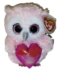 Ty Beanie Boos - WHISPER the Valentines Day Owl  6" NEW MWMTs Plush Stuffed Toy