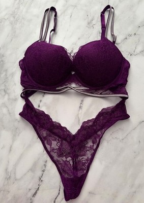 Victoria's Secret Teddy Bodysuit Shine Strap Push Up Grape Soda Purple XL