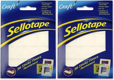 2x 56 Sellotape Haftfixierer, doppelseitig, PK 56 permanente Schaumstoffpads 20 mm.