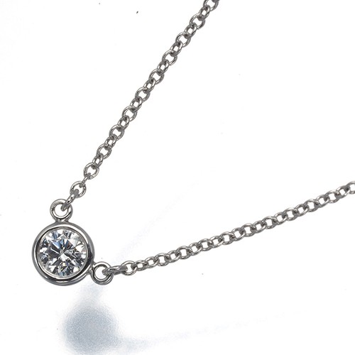 Auth Tiffany&Co. Necklace Diamond 0.14ct By The Yard Pt 950