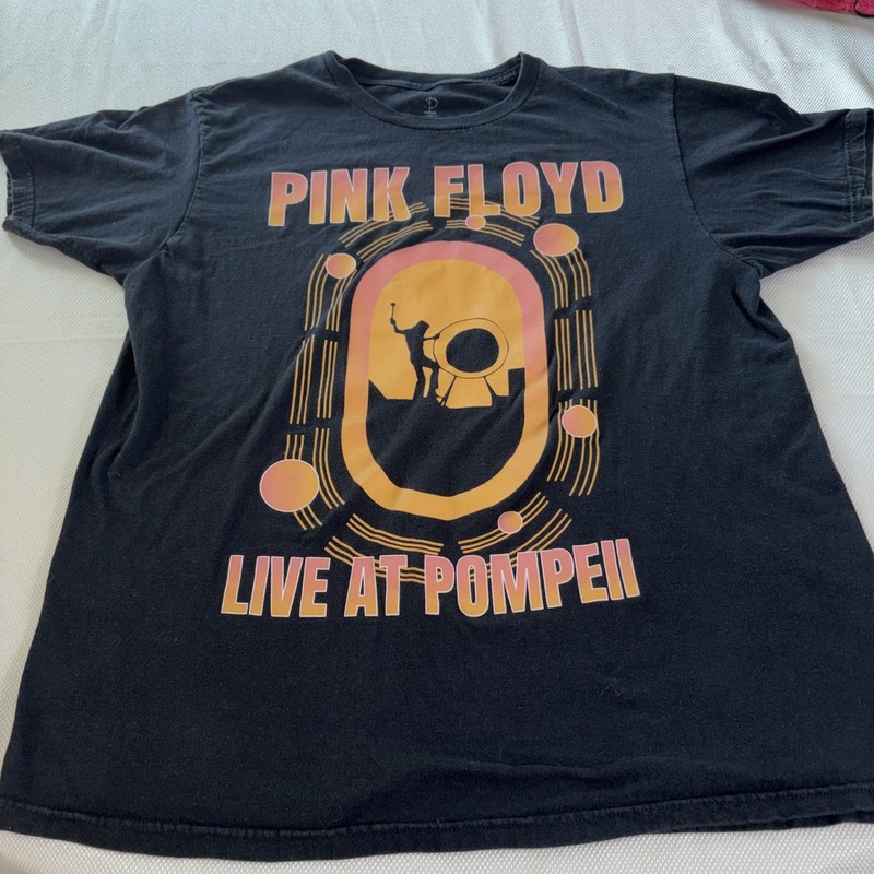 Pink Floyd Live at Pompeii Black Graphic Band T-Shirt Men’s Size L Rock Tee