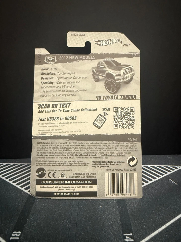 Toyota Tundra 2012 Hot Wheels '10 negro 40/247 Little Bend estreno Foto 3 de 3