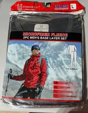 Men's Microfiber Fleece Base Layer Set 2pc Comfort-U Black Size L
