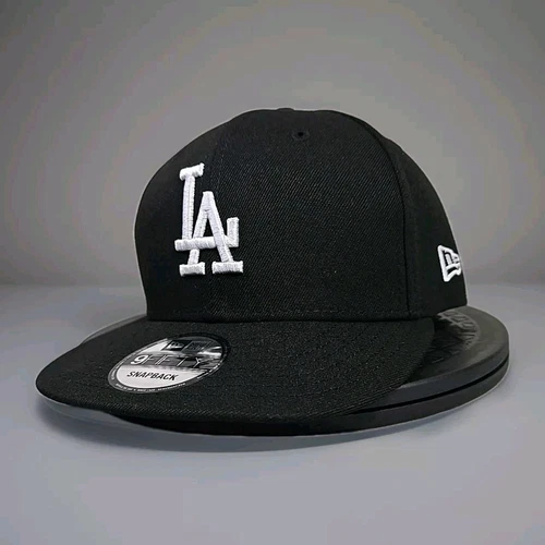 Los Angles Dodgers Black Snapback Hat New Era 9fifty Genuine MLB Cap One Size - Picture 2 of 8