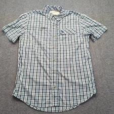 Duck Camp Shirt Mens Large Blue Plaid Vented Fishing Outdoor Casual