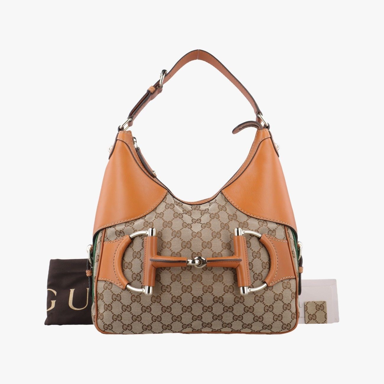 Gucci Heritage Horsebit Hobo Brown Canvas x Leather Handbag