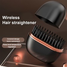 Portable Mini Hair Straightening Comb Wireless Rechargeable Styling Brush
