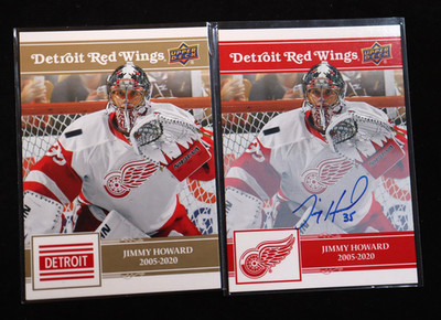 2025-26 Detroit Red Wings Centennial Jimmy Howard #3 Red Auto & Gold #'d /100