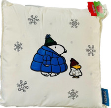 Snoopy Peanuts Christmas Pillow Puffer Jacket White Winter 20" Plush Berkshire