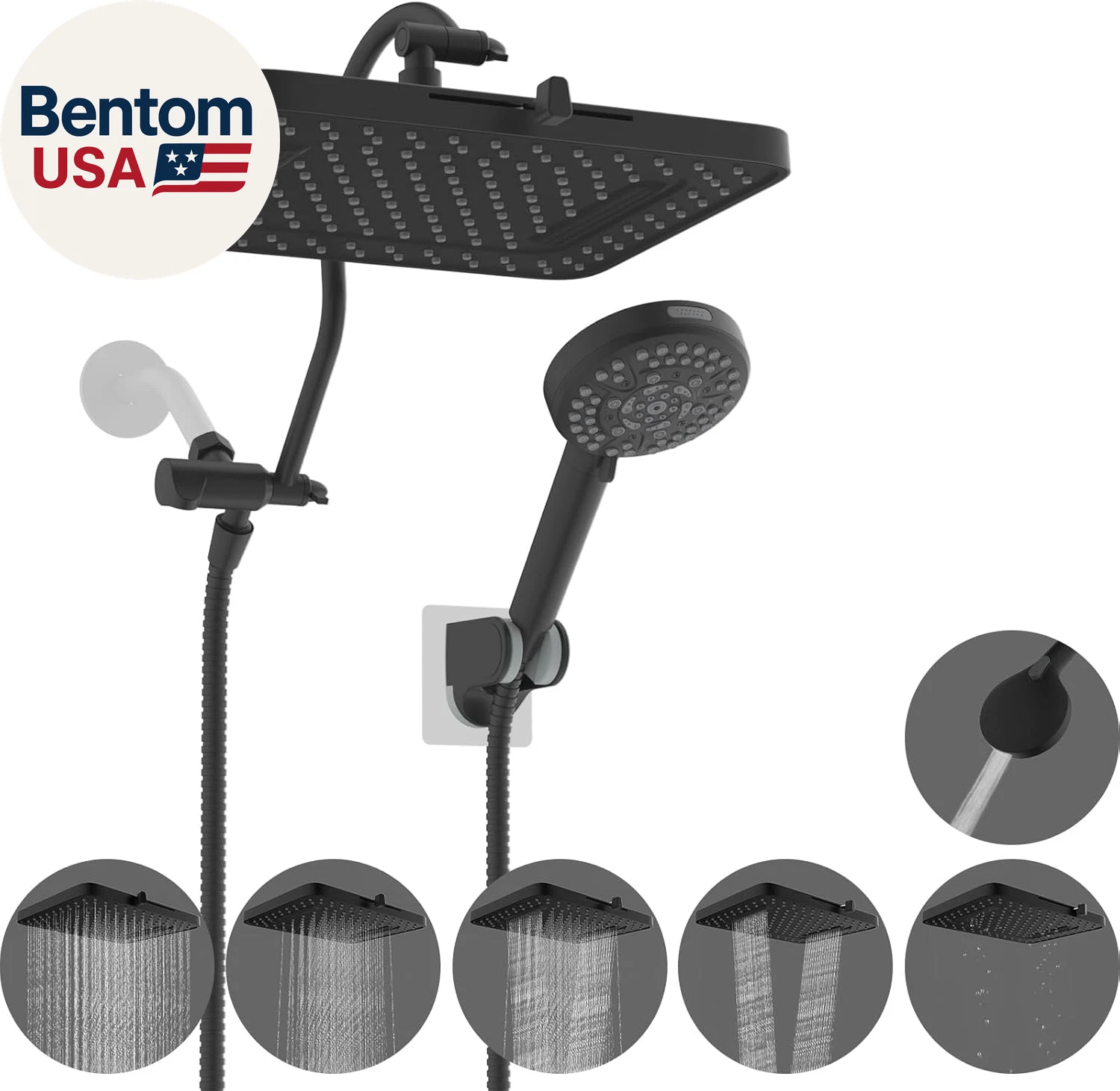 Cupc Certified High Pressure 13'' Dual Shower Head Combo with 10-Mode Handheld S