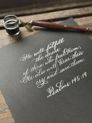 Hand Written Calligraphy Scripture of Psalm 145:19
