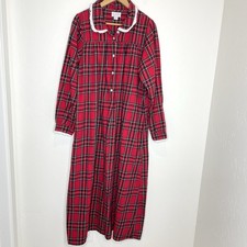 Lanz Of Salzburg Red Plaid Flannel Full Length Nightgown Pajamas Womens Medium