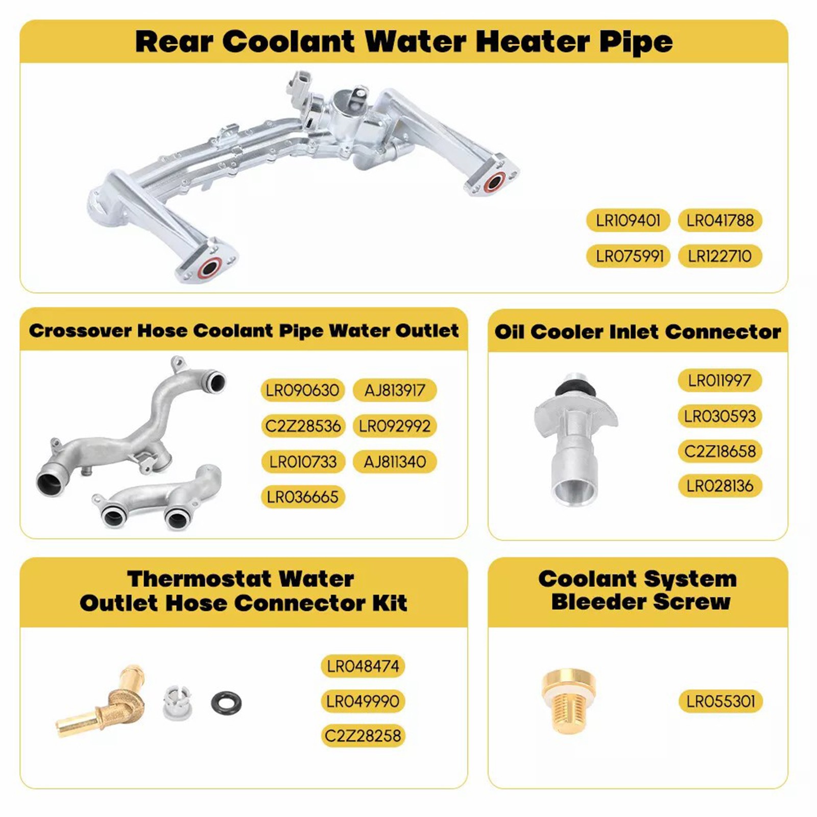 Upgraded Aluminum Coolant Water Pipe Kit For 14-19 Land Rover Range Rover 3.0 SC