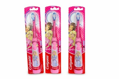 3x neue Colgate Barbie Kinder batteriebetriebene elektrische Zahnbürste für Mädchen rosa 