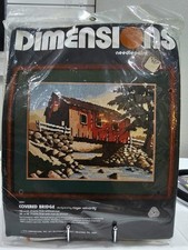 Dimensions Covered Bridge Vintage Needlepoint Kit Vintage New Sealed 2091 NIP