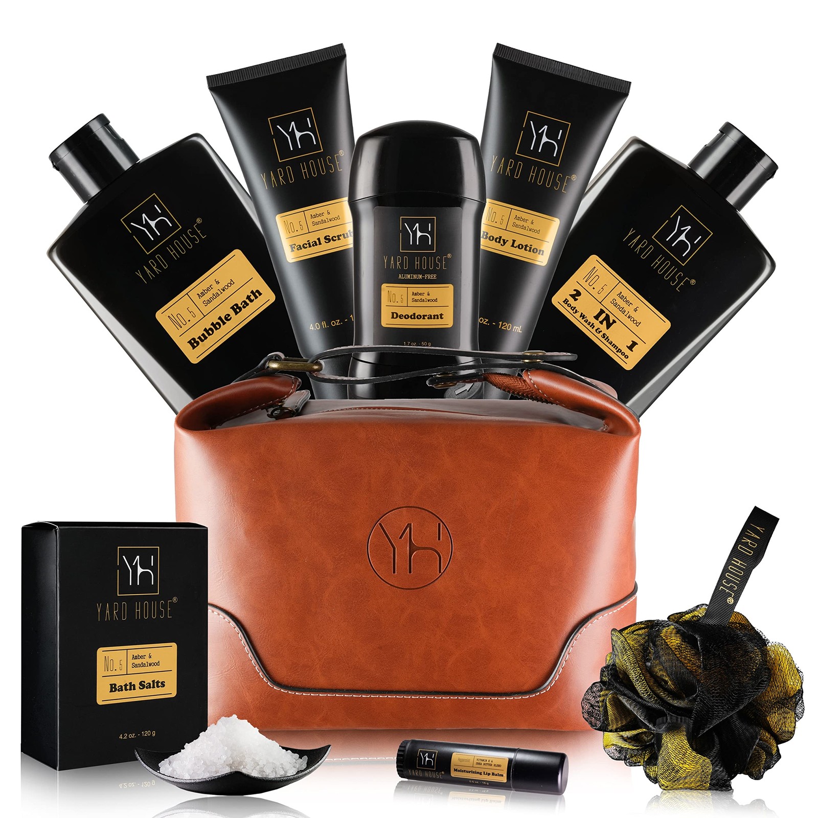Bath and Body Gift Set for Men - Sandalwood Amber - Birthday, Christmas, Fath...