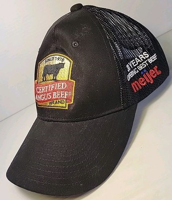 Certified Angus Beef Meijer Meat Hat Embroidered Cow Patch Trucker. Black.