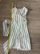 Reformation Green White Stripe Strap Dress XS Wrap
