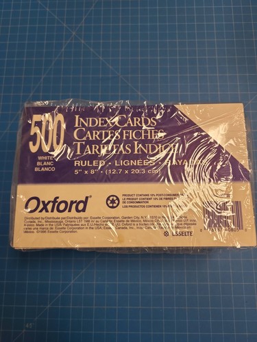 Oxford 5x8 Ruled Index Cards 500 Count White Large Note Cards 40805 Vintage