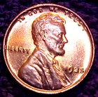 1935 LINCOLN CENT....RED BU!.. .FREE SHIPPING!....MIN. BID .01 & NO RESERVE!