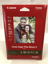 Canon Inkjet Photo Paper Plus Glossy II 5x7 20 Sheets PP-201 Pixma Memories