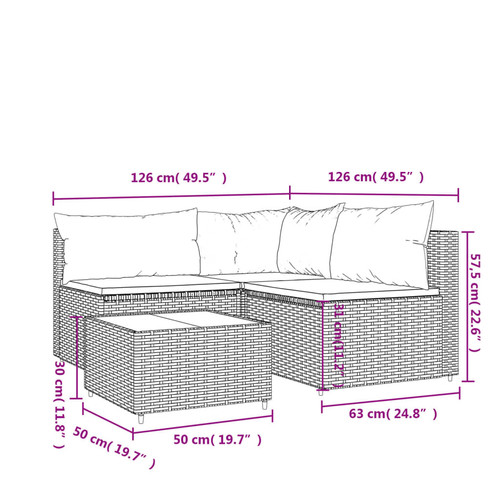 Patio Lounge Set Brown, Cream white - Picture 11 of 11