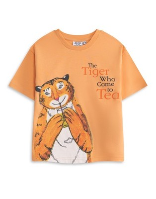 The Tiger Who Came To Tea Orange Multi Character Kurzärmeliges T-Shirt Jungen