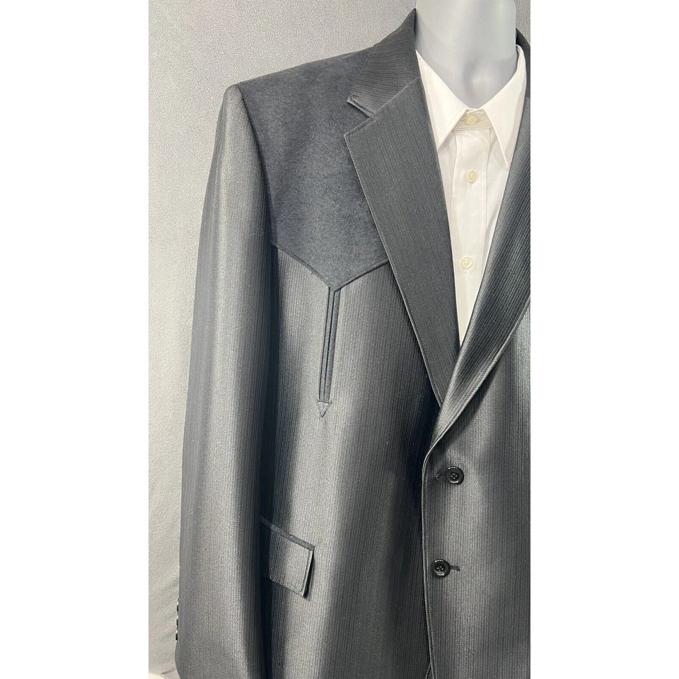 Vintage Circle S Texas Western Black Coat Jacket Men SZ 48 Reg Rockabilly Cowboy - Image 4 of 4