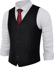 Men's Slim Fit Formal Suit Vest Tailored Waistcoat for Business Wedding Prom