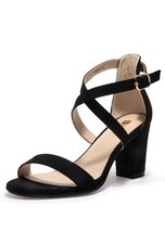 Women  s Black Strappy Heels Block Heel Sandals Ankle Strap Open Toe Dress Shoes