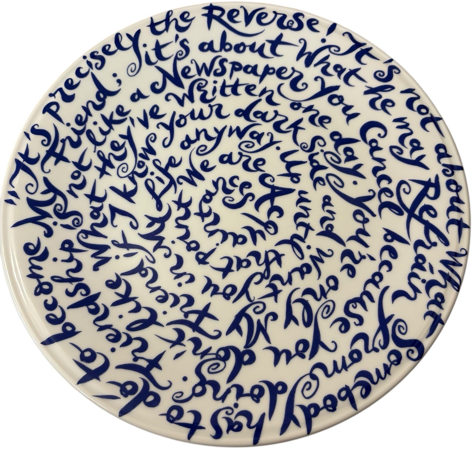 Royal Delft 12-inch Diskus Plate Friendship Design Blue White Nicole van Schouwenburg