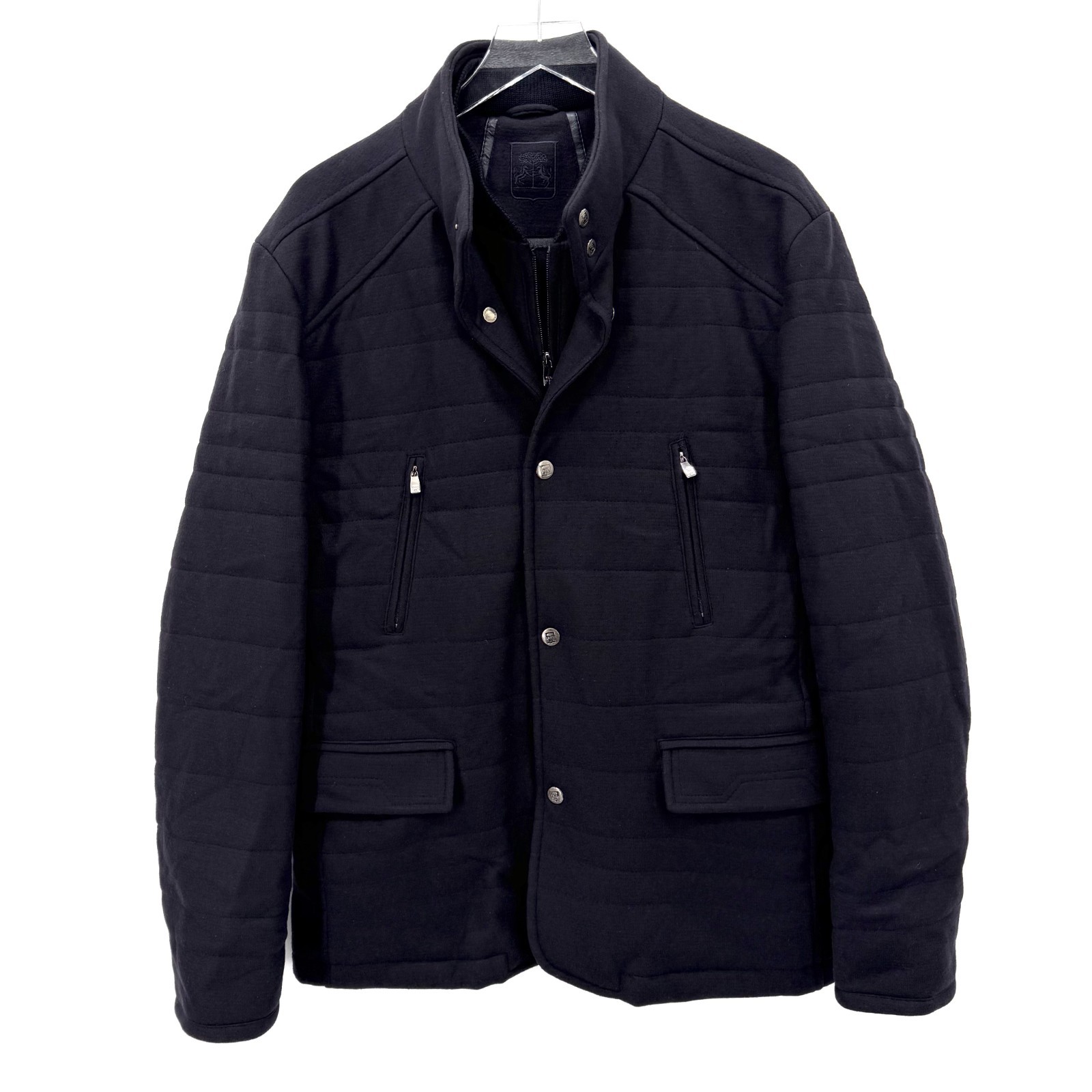 Corneliani Wool Cashmere Peacoat Size 54 US 44 Felt Knit Navy Blue Jacket