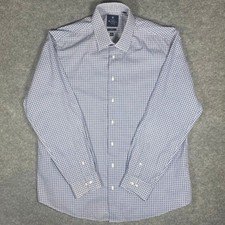 Ben Sherman Men XL Stretch Dress Shirt Blue Geometric Print Long Sleeve