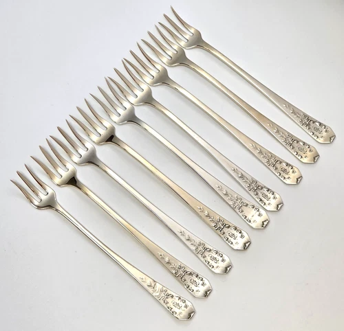 (9) Gorham MADAM JUMEL Sterling Silver Oyster Forks - 146g - Excellent!