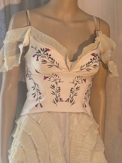 CHECOCRE The Original Design Cream Ruffled Dress Size US 0? UK 4 