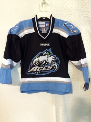 Reebok Youth ECHL Jersey ALASKA ACES Team Black sz S/M - Afbeelding 1 van 1