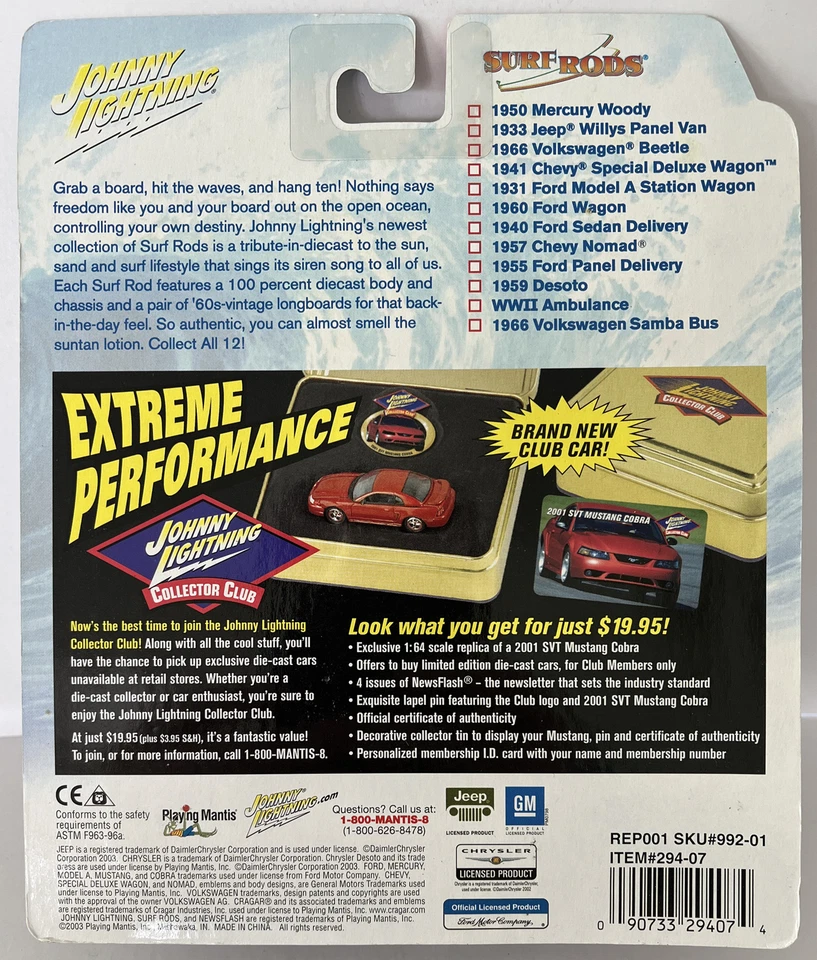 Varillas de surf Johnny Lightning 1950 Mercury Woody, fundidas a presión, sin usar, sin usar, B14) Foto 2 de 2