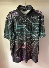 SUNDAY SWAGGER Polo Golf Shirt Men's MEDIUM neon black Hawaiian