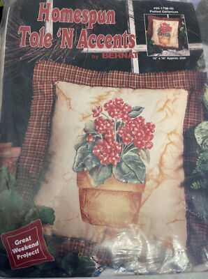 Bernat Homespun Tole N Accents Paint Kit Potted Geranium 95-1706-00 VTG NOS 1994